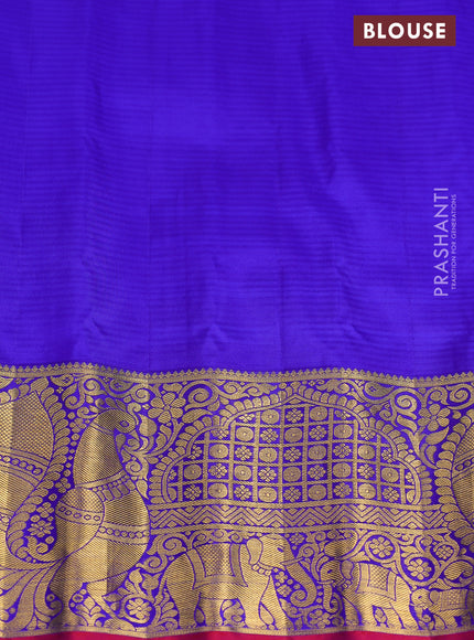 Pure gadwal silk saree cs blue and violet with zari woven buttas and annam zari woven border