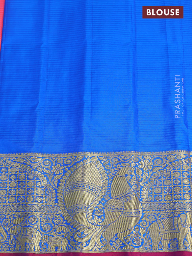 Pure gadwal silk saree peach orange and cs blue with zari woven buttas and long zari woven border