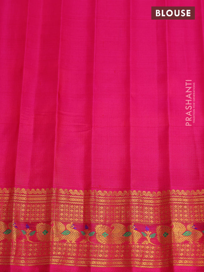 Pure gadwal silk saree blue and pink with zari woven buttas and zari woven korvai border