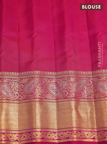 Pure gadwal silk saree peach pink and dark pink with zari woven buttas and zari woven border