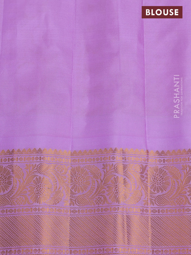 Pure gadwal silk saree green and lavender with allover small checked pattern & zari buttas and temple design zari woven border