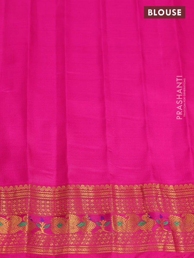 Pure gadwal silk saree light green and pink with zari woven buttas and zari woven korvai border