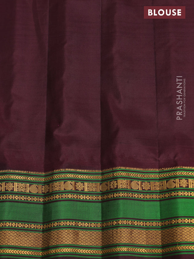 Pure gadwal silk saree light pink and brown with allover zari checked pattern and temple design zari woven border