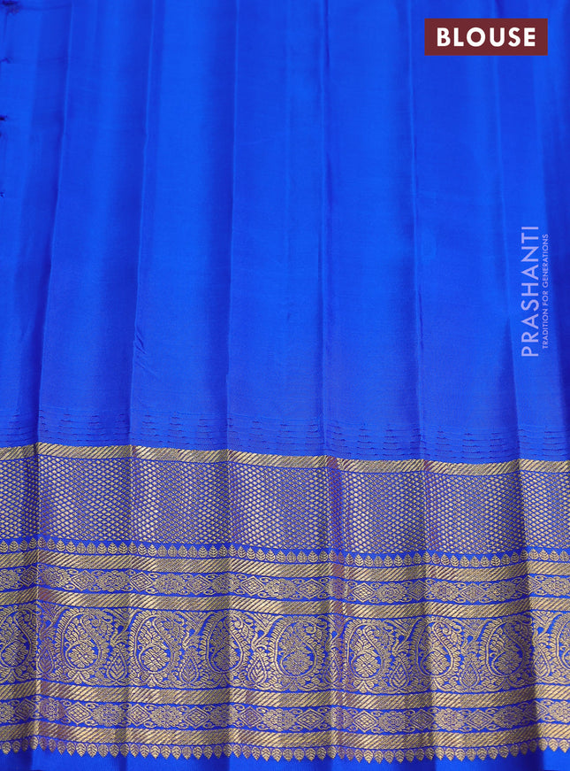 Pure gadwal silk saree pink and blue with zari woven buttas and temple design zari woven border
