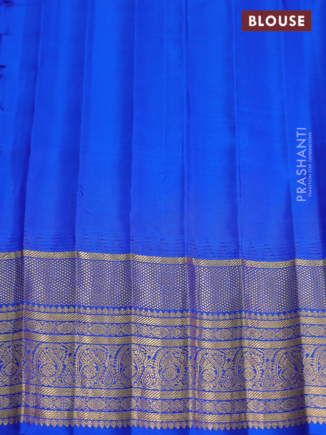 Pure gadwal silk saree pink and blue with zari woven buttas and temple design zari woven border