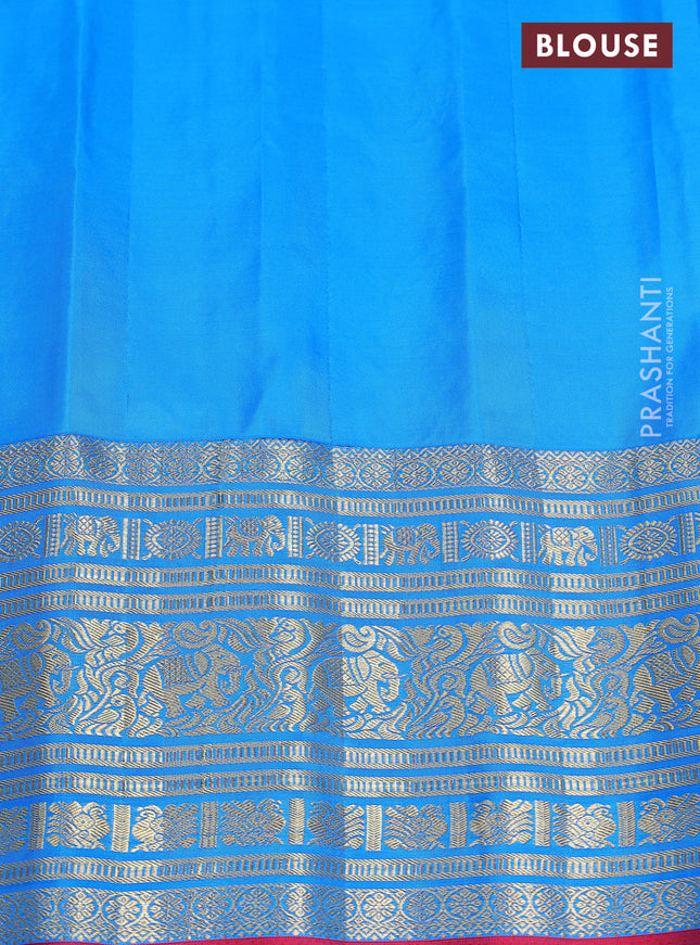 Pure gadwal silk saree light pink and cs blue with zari woven buttas and long zari woven border
