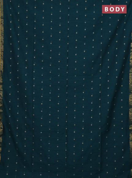Bengal soft cotton saree peacock green with thread woven buttas and zari woven border