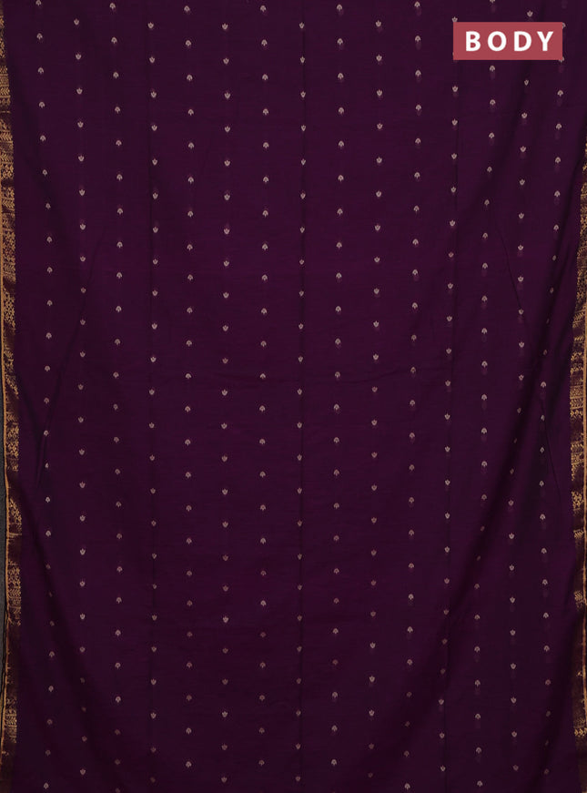 Bengal soft cotton saree purple with thread woven buttas and zari woven border
