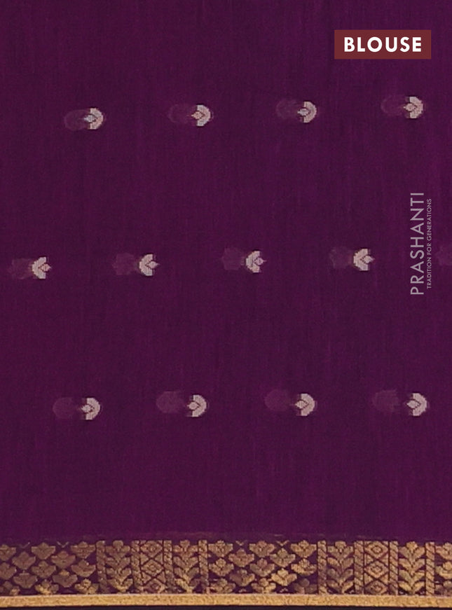 Bengal soft cotton saree purple with thread woven buttas and zari woven border