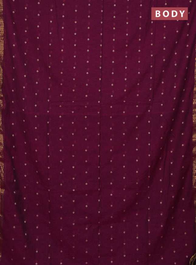 Bengal soft cotton saree magenta pink with thread woven buttas and zari woven border