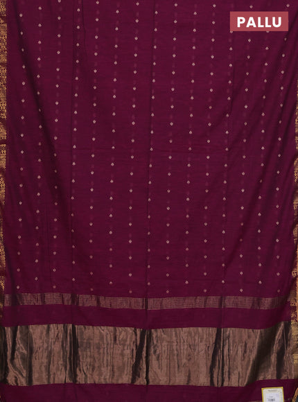 Bengal soft cotton saree magenta pink with thread woven buttas and zari woven border