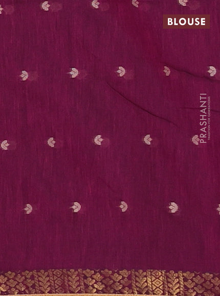 Bengal soft cotton saree magenta pink with thread woven buttas and zari woven border