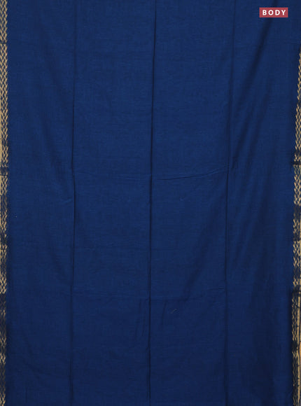 Bengal soft cotton saree cs blue with plain body and zari woven border
