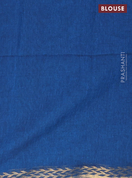 Bengal soft cotton saree cs blue with plain body and zari woven border