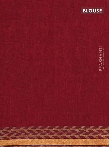 Bengal soft cotton saree maroon with plain body and zari woven border