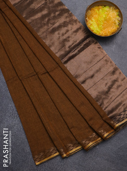 Bengal soft cotton saree mustard shade with plain body and zari woven border