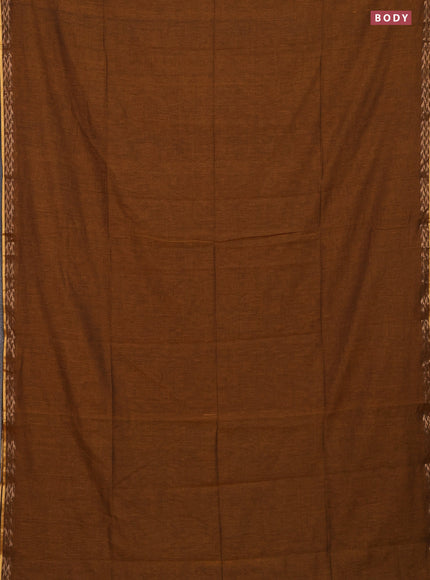 Bengal soft cotton saree mustard shade with plain body and zari woven border