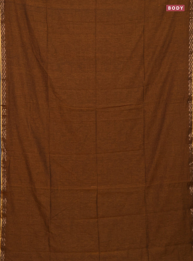 Bengal soft cotton saree mustard shade with plain body and zari woven border