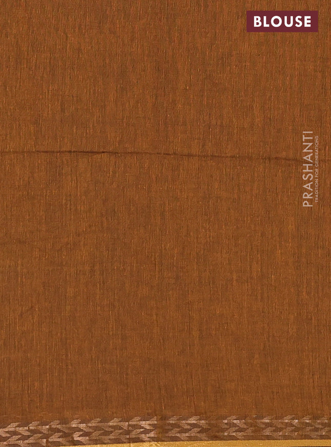 Bengal soft cotton saree mustard shade with plain body and zari woven border