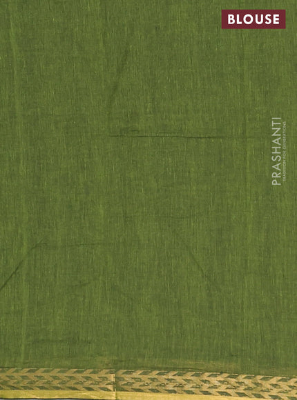 Bengal soft cotton saree sap green with plain body and zari woven border