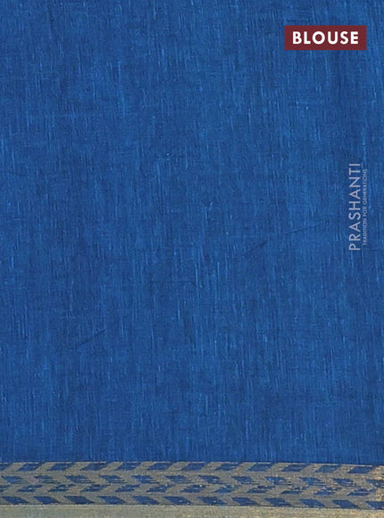 Bengal soft cotton saree cs blue with plain body and zari woven border