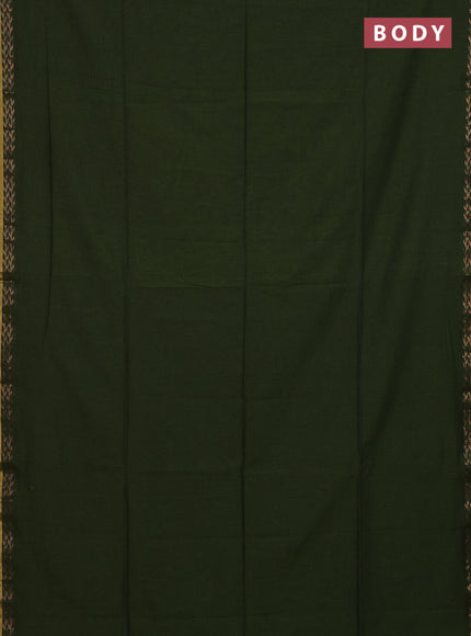Bengal soft cotton saree sap green with plain body and zari woven border