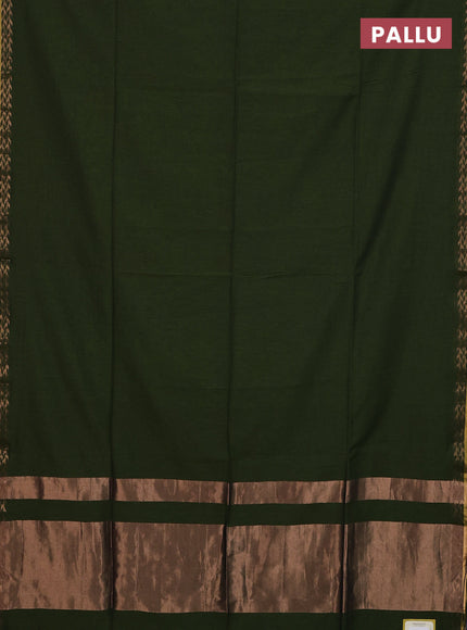 Bengal soft cotton saree sap green with plain body and zari woven border