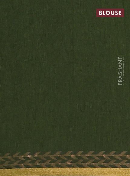 Bengal soft cotton saree sap green with plain body and zari woven border