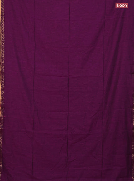 Bengal soft cotton saree purple with plain body and zari woven border