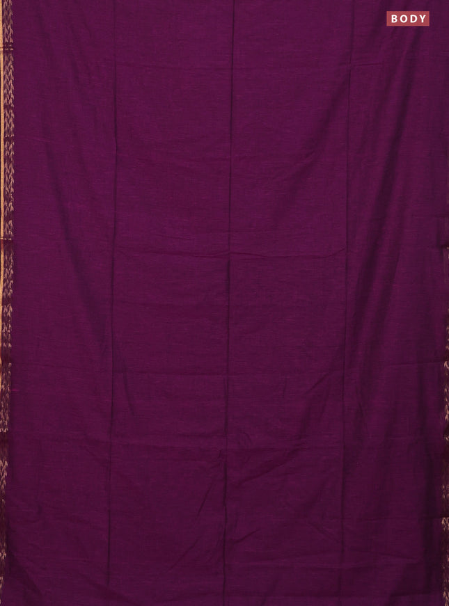 Bengal soft cotton saree purple with plain body and zari woven border
