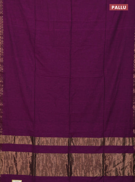 Bengal soft cotton saree purple with plain body and zari woven border