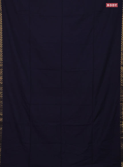 Bengal soft cotton saree navy blue with plain body and zari woven border