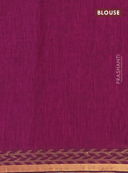 Bengal soft cotton saree magenta pink with plain body and zari woven border