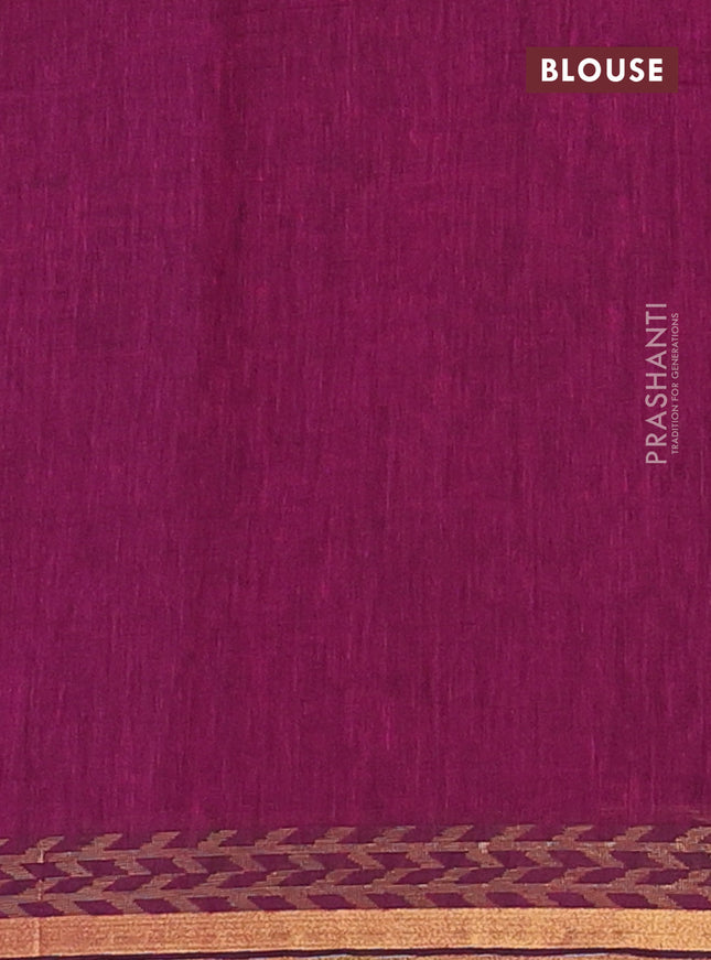 Bengal soft cotton saree magenta pink with plain body and zari woven border