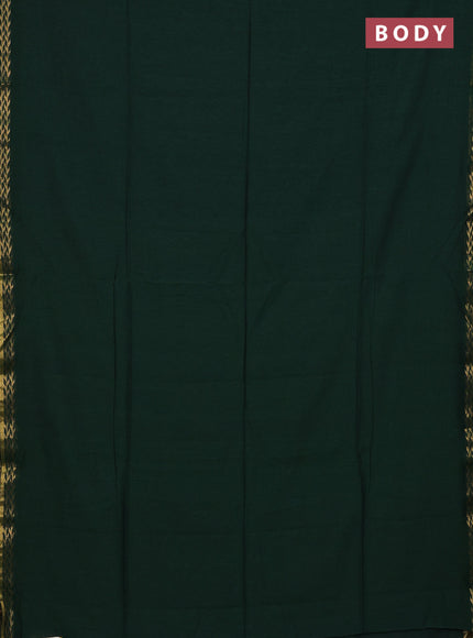 Bengal soft cotton saree green with plain body and zari woven border