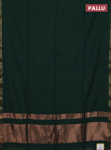 Bengal soft cotton saree green with plain body and zari woven border