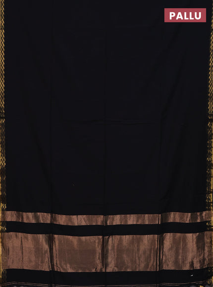 Bengal soft cotton saree black with plain body and zari woven border