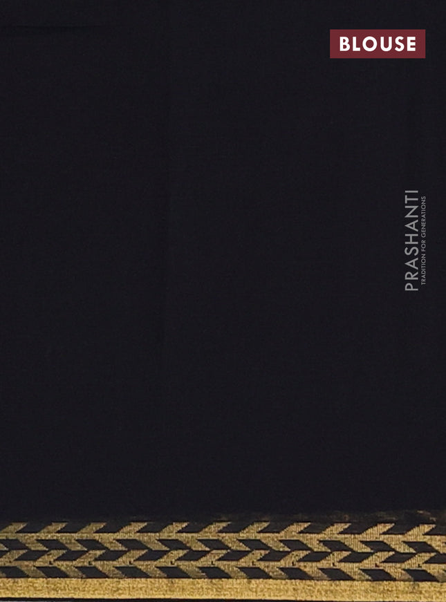 Bengal soft cotton saree black with plain body and zari woven border
