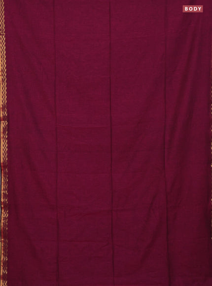 Bengal soft cotton saree maroon with plain body and zari woven border