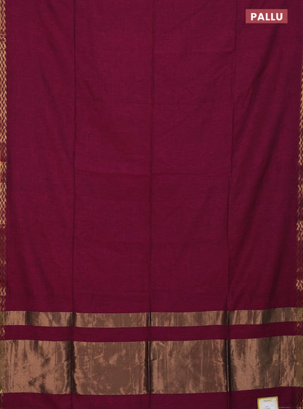 Bengal soft cotton saree maroon with plain body and zari woven border