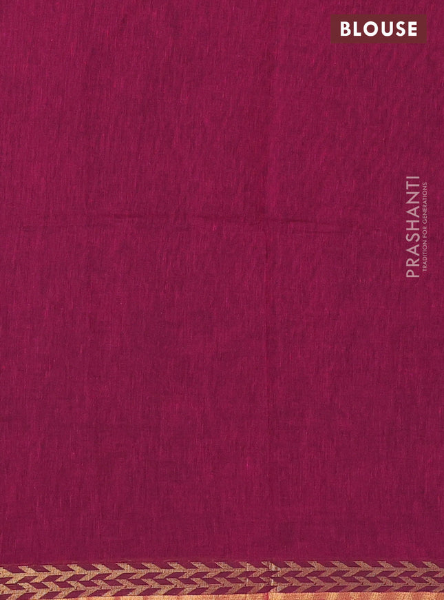 Bengal soft cotton saree maroon with plain body and zari woven border