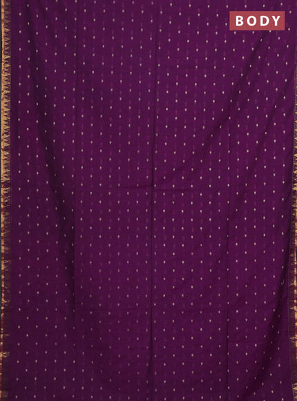 Bengal soft cotton saree purple with thread woven buttas and zari woven border