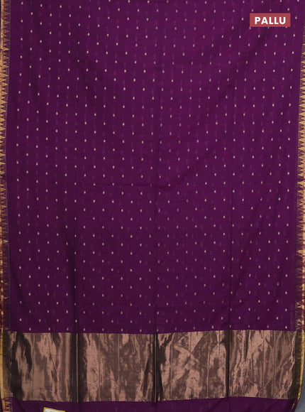 Bengal soft cotton saree purple with thread woven buttas and zari woven border