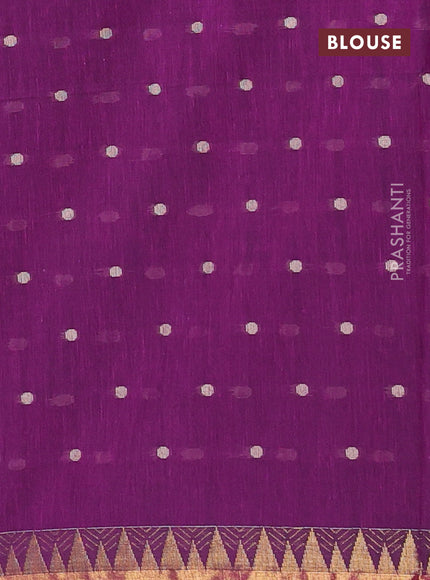 Bengal soft cotton saree purple with thread woven buttas and zari woven border