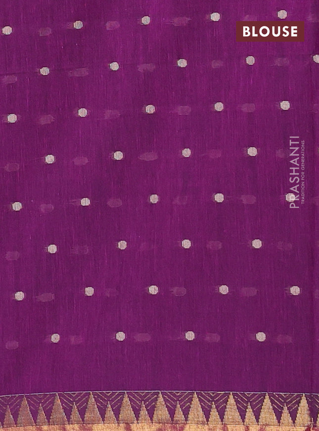 Bengal soft cotton saree purple with thread woven buttas and zari woven border