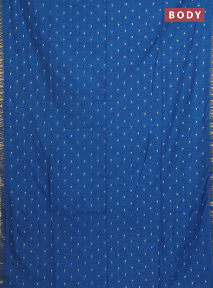 Bengal soft cotton saree cs blue with thread woven buttas and zari woven border