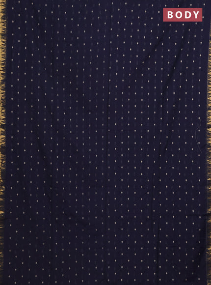 Bengal soft cotton saree navy blue with thread woven buttas and zari woven border