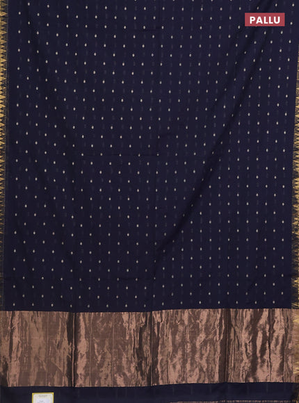 Bengal soft cotton saree navy blue with thread woven buttas and zari woven border