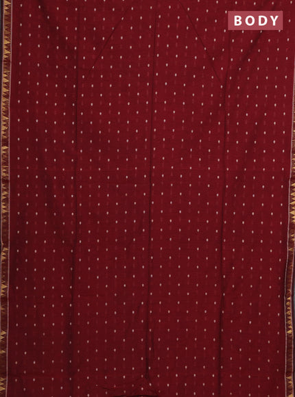 Bengal soft cotton saree maroon with thread woven buttas and zari woven border