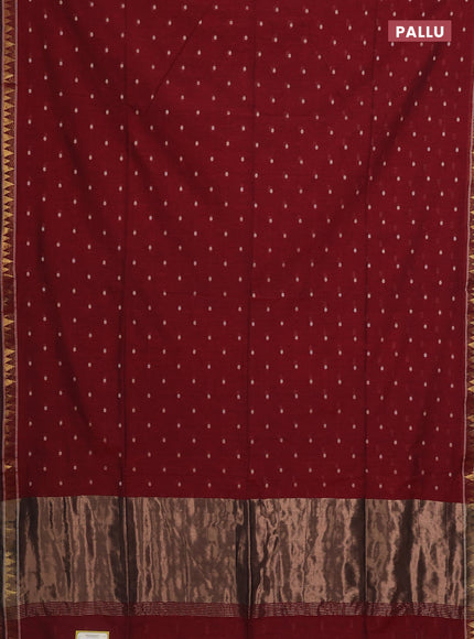 Bengal soft cotton saree maroon with thread woven buttas and zari woven border